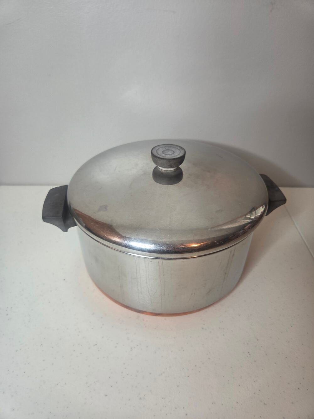 Revere Ware USA 1801 Copper Bottom Stainless 6 Qt Stock Pot with Lid Vintage